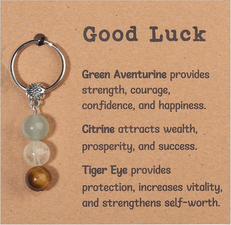 Drogomen Store Healing Crystal Keychain Gift for New Beginnings Calming Anxiety Luck Protection Natural Gemstone Keychain for Women - Image 1